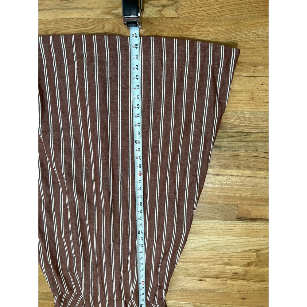 Pact Canopy Striped Midi Dress Womens Size L Brown Rust Sustainable Pockets - Picture 9 of 10
